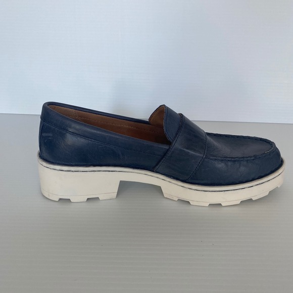 Born Contessa Navy Leather Buckle Platform Loafers Women Size 9 - Picture 4 of 11